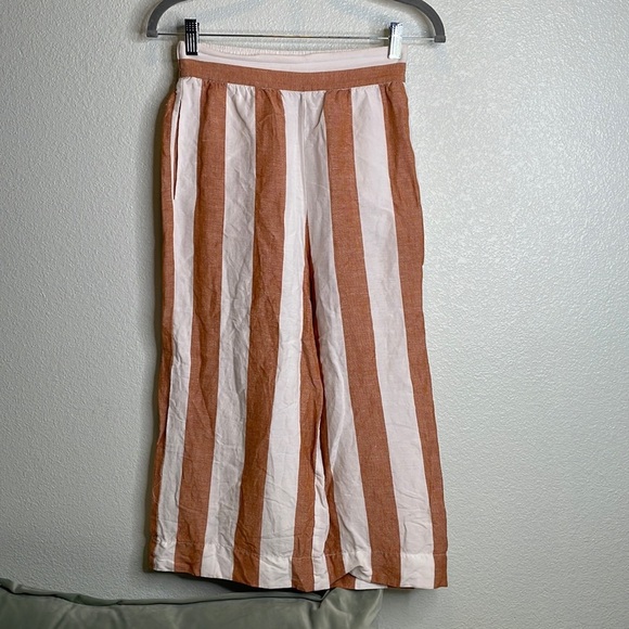 Madewell vertical stripe linen wide leg high rise pants - Picture 3 of 6